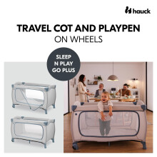 hauck Sleep N Play GO PLUS Dusty Blue Travel Cot for Babies and Toddl