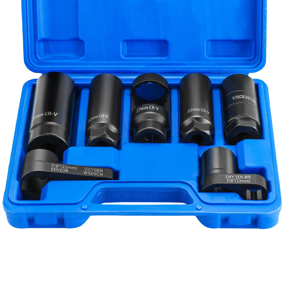 Dasbet 7Pcs O2 Oxygen Sensor & Oil Pressure Sending Unit Master Sensor Socket Set Oil Pressure Sending Unit Removal Kit O2 Sensor Socket Set 3/8 Inch 5009441841383