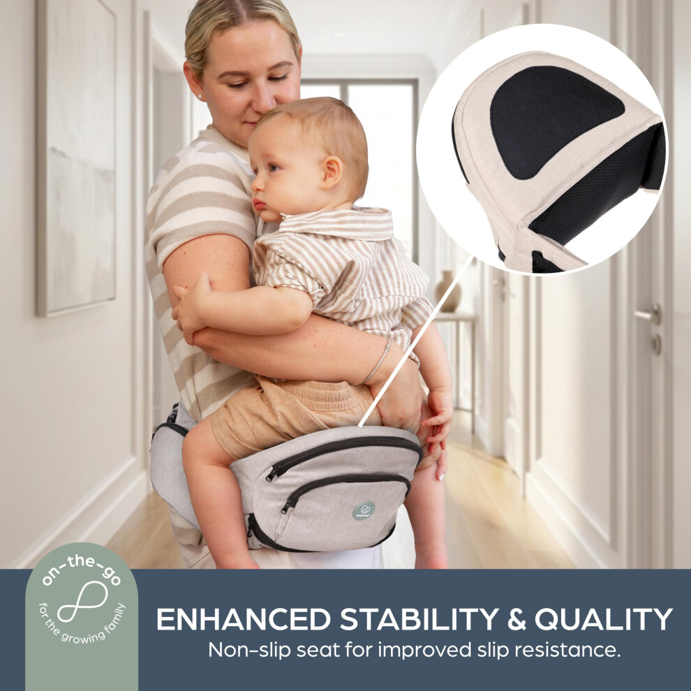 Dreambaby Up & Go Baby Hip Seat Carrier – Lightweight Toddler Holder With Storage Pockets, Ergonomic Design, Wide Adjustable Waistband – Suitable