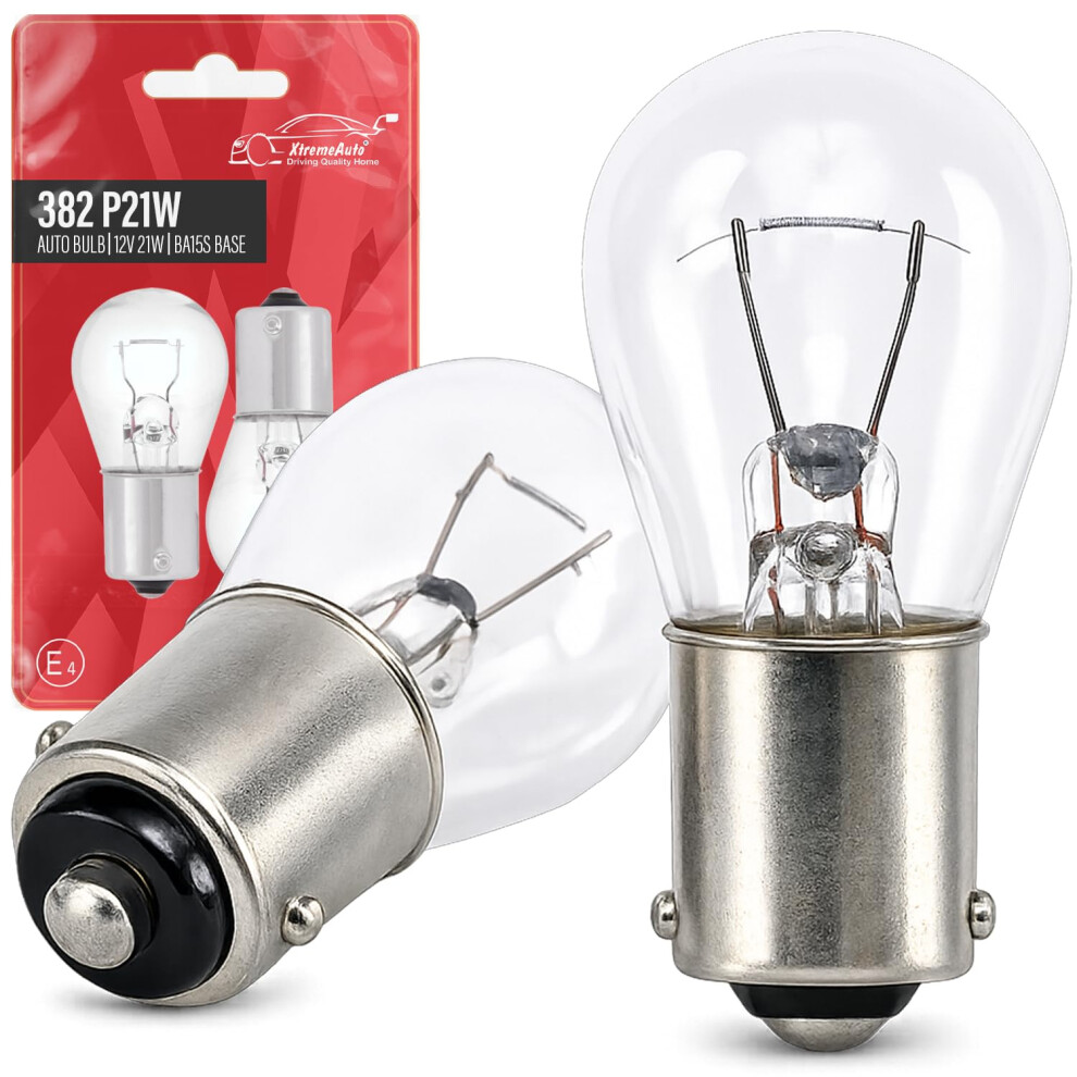 Xtremeauto 2X 382 P21w Ba15s Bulbs Â 12V 21W Single Filament Indicator, Brake, Reverse & Fog Car Bulbs, Clear Replacement Twin Pack Light 5004502663720