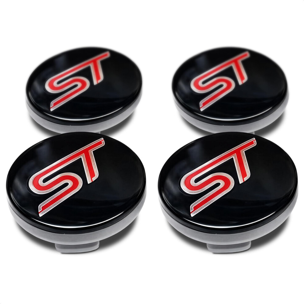 Luck16888 4Pcs 54Mm St Racing Center Wheel Hub Caps Emblem Black/Red 5000255258268