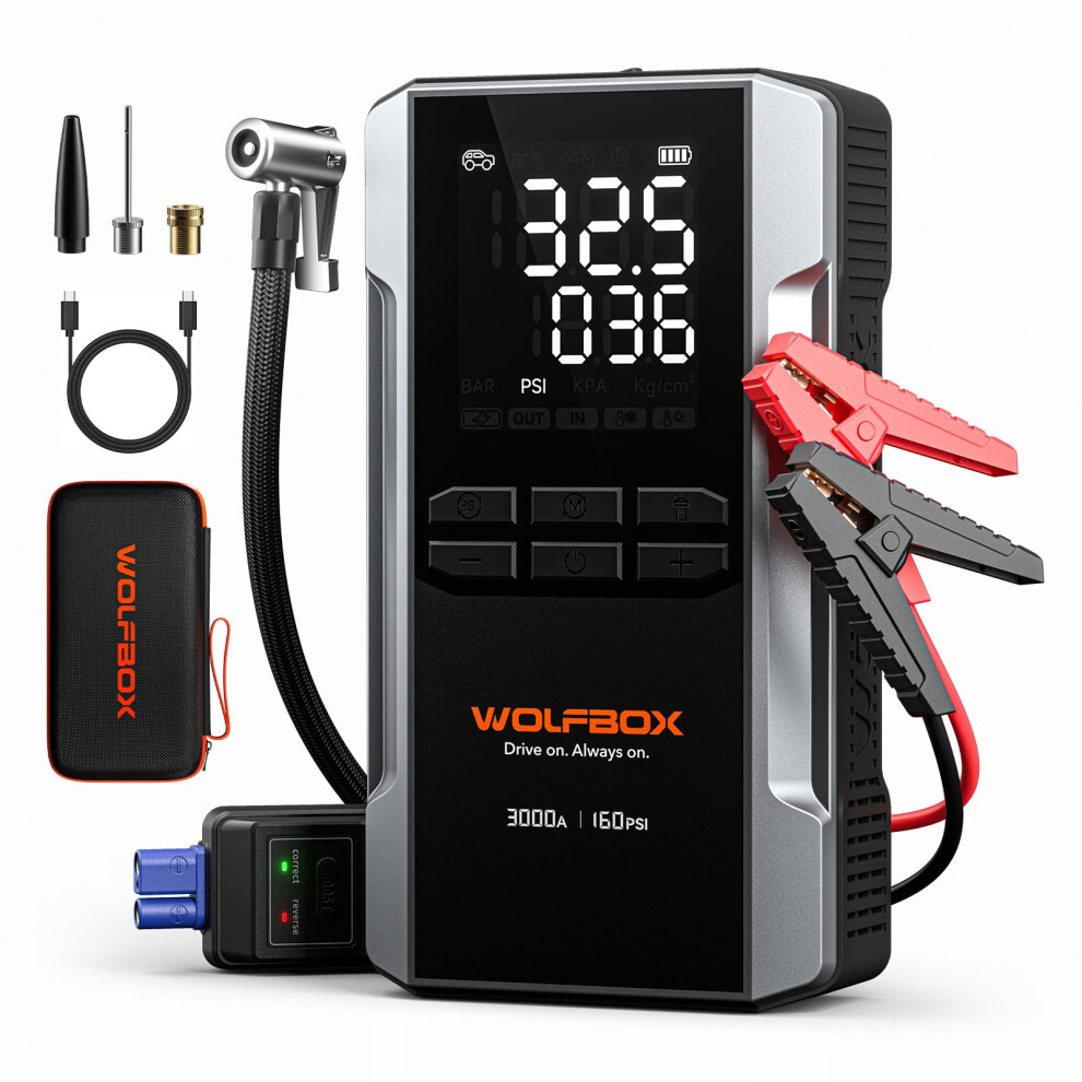 Wolfbox 3000A Jump Starter Power Pack With Air Compressor,160Psi 5005448640783