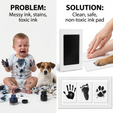 upkpvid Black Baby Handprint and Footprint Inkless Kit, 3 Clean-Touch Ink Pads 6 Imprint Cards, Non-Toxic Safe for Newborn, Dogs and Cats Paw Prints,