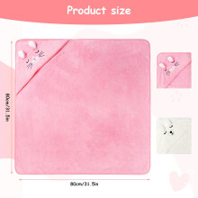 Aolso Hooded Baby Towel,2 PCs Baby Bath Towels with Hood,80x80cm Soft and Absorbent Hooded Towels for Kids Newborn and Infant,Baby Shower Gifts(White