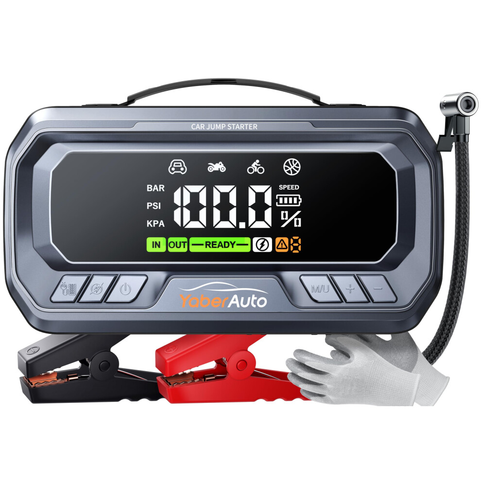 Pd 65W Jump Starter Power Pack 26800Mah 7000A With Air Compressor 160Psi, Yaberauto Car Battery Booster Jump Starter (All Gas/12L Diesel/Hybrid) Car 5002649820402