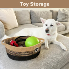 Dog Toy Basket, Dog Storage Bin, Baby Basket for Gifting, Wicker Storage Basket for Dog, Cute Basket with Handles, Small Woven Basket for Nursery, 30