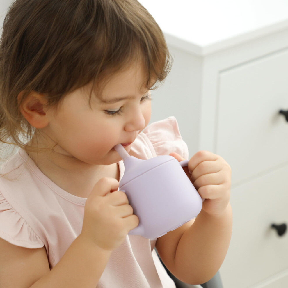 Silicone Baby Sippy Cup 6+ Months With 2 Straws (Free Flow & Leak-Proof Valve) | 3 Stage Transition | Baby Water Bottle | Bpa Free & Dishwash Moonkie