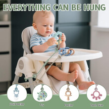 DOUUCO 5Pcs Silicone Toy Clip Toy Safety Strap Strap Food Grade Silicone Toy Clip Adjustable Sippy Cup Strap for Strollers, Cribs, Car Seat, High Cha