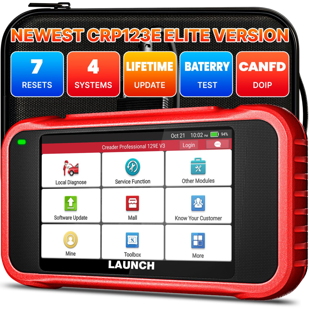 Launch Obd2 Scanner Crp123e V3.0 Car Diagnostic Tool With Engine Abs Srs Transmission Obd Scanner With 7 Reset Service Oil/Epb/Sas/Bms/Throttle/Batte 5009507862062