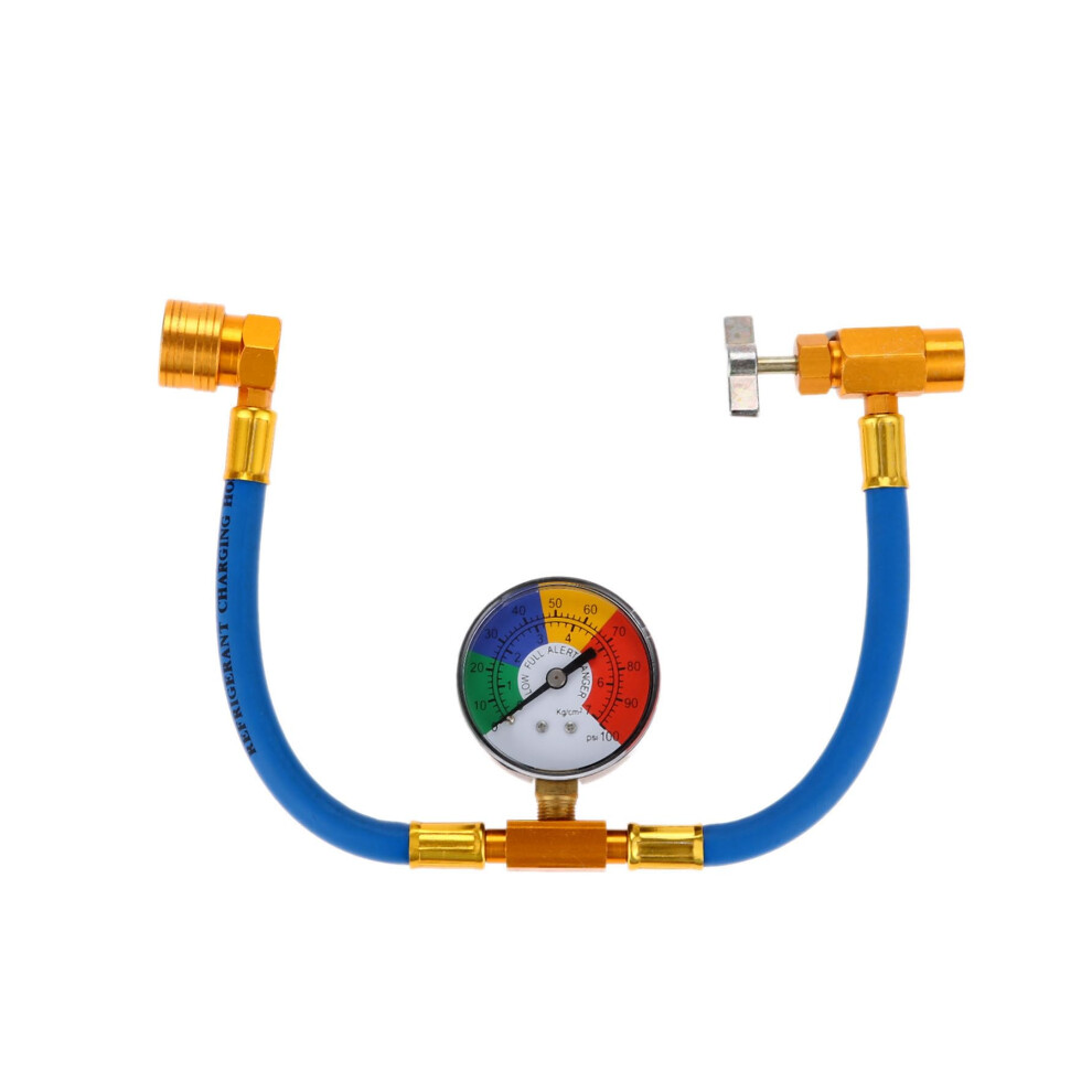 Aupoko R134a Ac Refrigerant Charge Hose, 1/2Â Acme Rh Can Opener Tap Dispensing Piercing Valve And Recharge Hose With 100Psi Pressure Gauge For Car 5001455382630