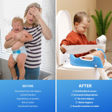 ZENO Potty Training Seat | Toddler Toilet Seat | Toilet Seat Ladder | Toilet Steps for Toddlers | Kids Toilet Step with Cushioned Seat | Foldable Des