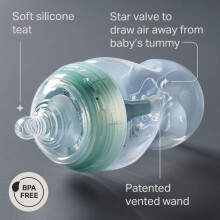 Tommee Tippee Advanced Anti-Colic Baby Bottles for 0m+, Pack of 6 260ml Baby Bottles, with Slow Flow Breast-Like Teat for a Natural Latch, Self-Steri