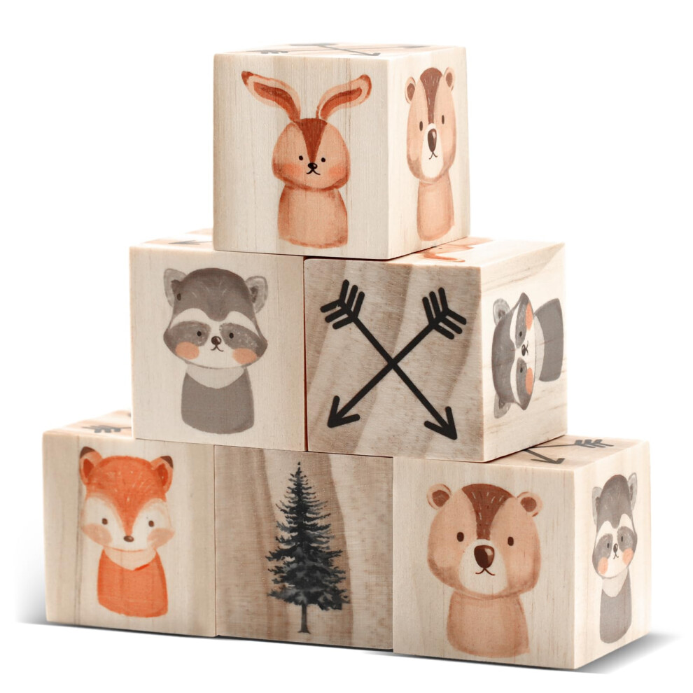 6 Pcs Nursery Decor For Girls And Boys Nursery Watercolor Shelf Decor For Bedroom Playroom Gifts (Woodland Animals) Kigley