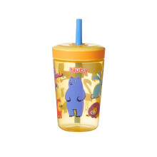 Nuby Sip It Swirler Cup - Toddler Beaker with 360 Straw | Spill-Proof | 420ml / 14oz | Suitable from 18 Months | Pack of 2 (Blue & Yellow)