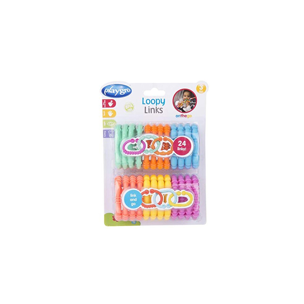 Pram Chain Loopy Links, 24 Pieces, From 3 Months, Loopy Links, Multicoloured, 40134 Playgro