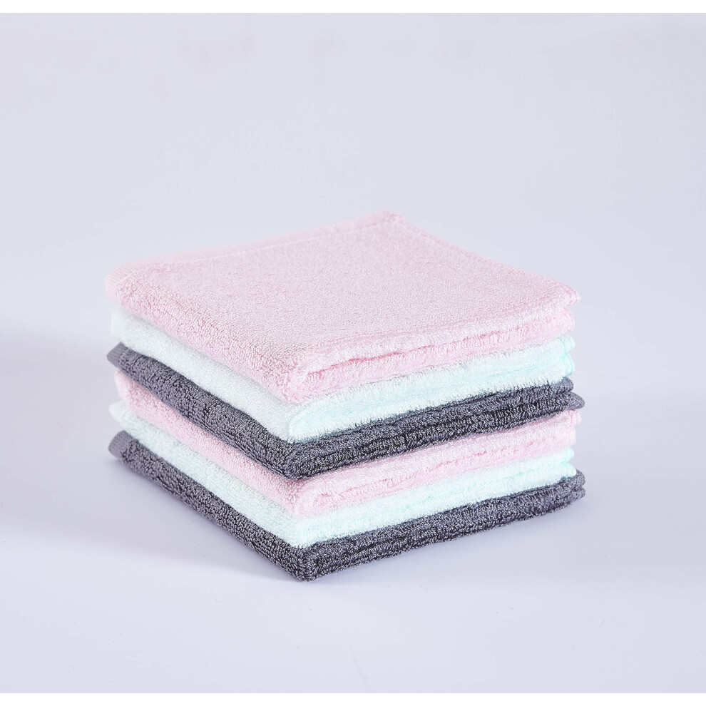 Beryris Flannel Face Cloth (6-Pack) - Bamboo Face Cloth Ultra-Soft & Baby Wash Cloth For Baby's Sensitive Skin - Size 10"X10" Face Flannels - Face Cl