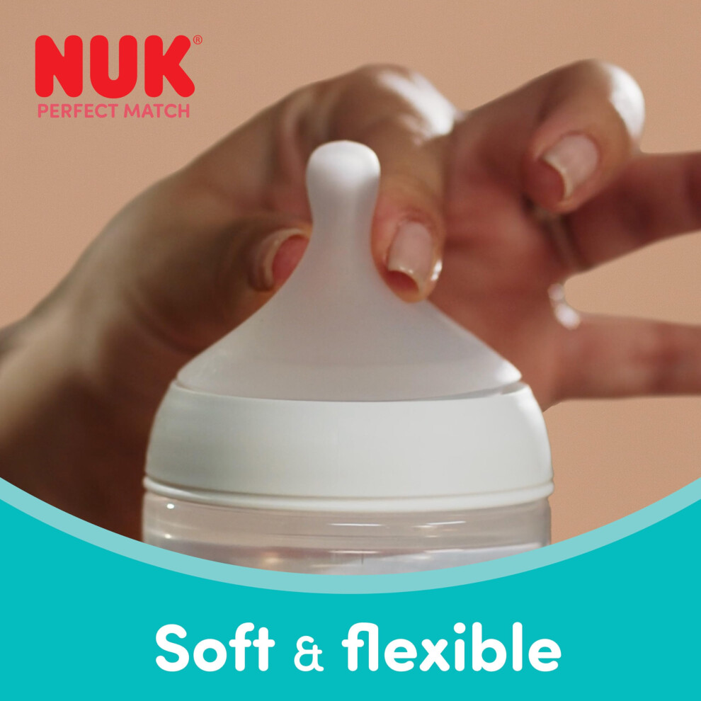 Perfect Match Baby Bottle | 3+ Months | 260Ml | Anti Colic Feeding Bottle | Pp | Temperature Control Indicator | Monkey | 1 Count Nuk