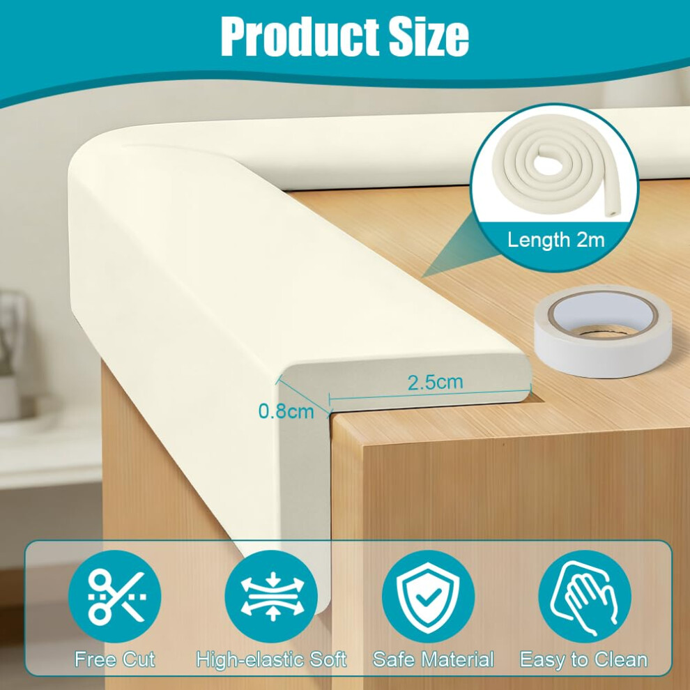 Edge Protectors, 2M * 2 Roll Foam Safety Strip, Kids Anti Collision Strip, Thicken Soft Protective, Edge Corner Guard For Baby, Kids And Chil Vicloon