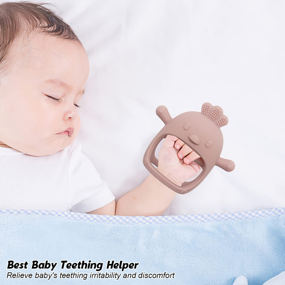 Dzpuhuojz 2 Pack Baby Teething Toys, Teething Mitten For Babies, Teether Toy 6-12 Months, Silicone Teethers For Toddler Infant 3Month+, Baby Boy Girl Chew Toys