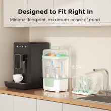 Momcozy Bottle Sterilizer and Dryer, Modular Nesting Space Saving Design, 6 Bottles Capacity, 4 in 1 Compact Sterilizer for Baby Bottles, Breast Pump