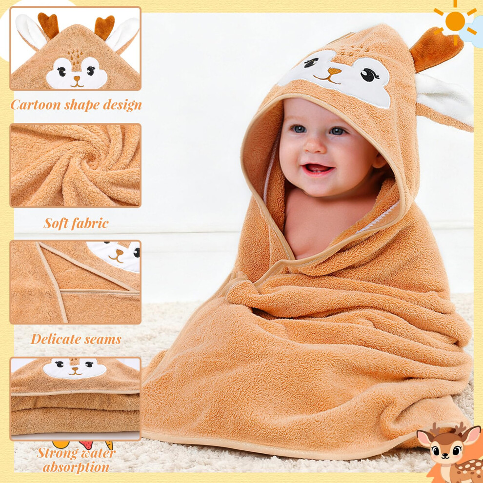Gsrenyu 4 Pcs Hooded Baby Towels Set, 80X80cm Absorbent Soft Bath Towels With Cute Animal Design For Baby Boy And Girl