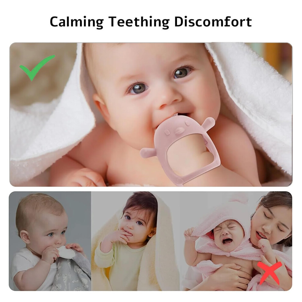 Roxanepig 2 Pack Baby Teether Toy, Bpa Free Silicone Mitten Glove Teether For Sucking Needs, Baby Teething Toys 0-3-6-12 Months, Hand Pacifier Chew Toys For Te