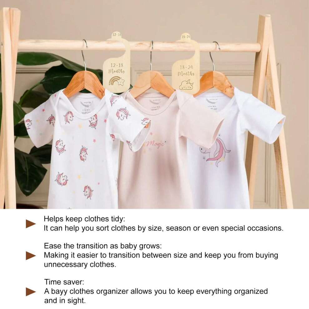 Admygo 7 Pcs Baby Wardrobe Dividers, Cartoon Baby Clothes Storage, Wood Safe Wardrobe Separators From Newborn To 24 Months, Baby Products, Wardrobe Organize