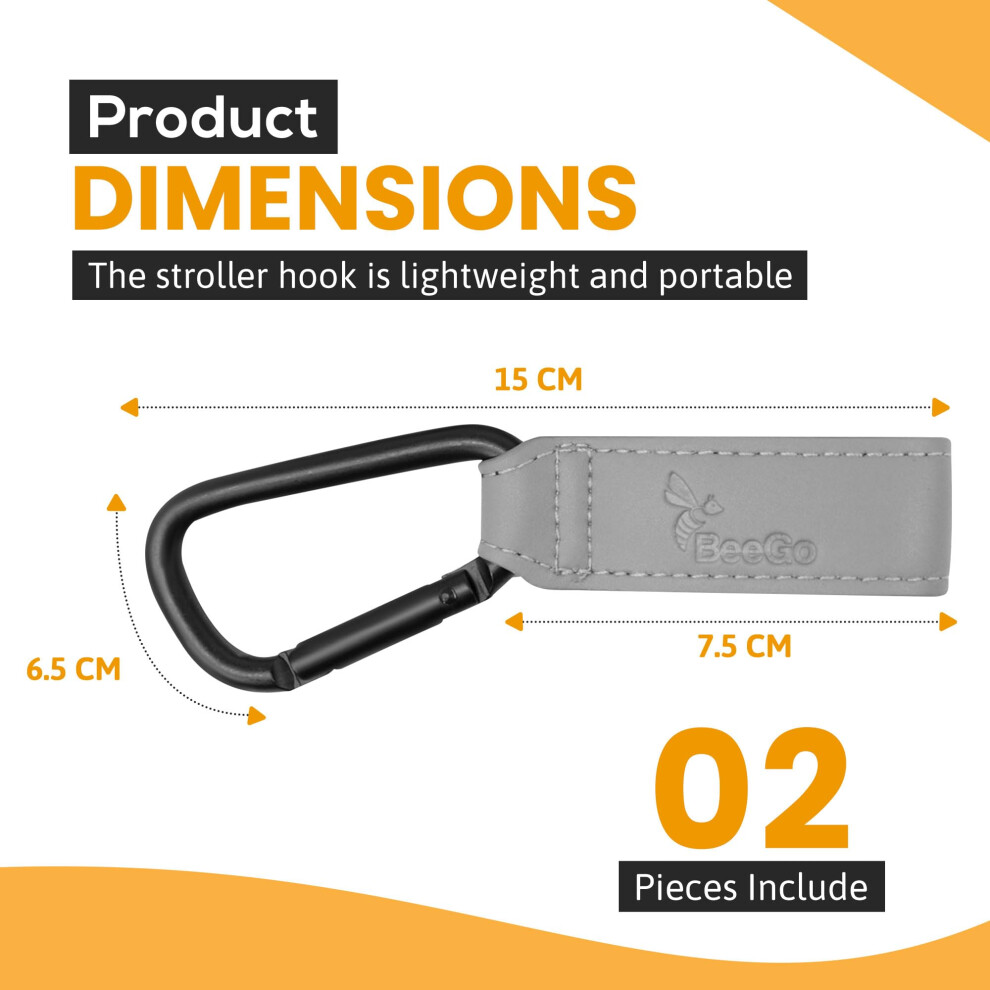 Buggy Clips – 2025 Award-Winning Stroller & Pram Hooks For Bags, Strong Pushchair Clips For Shopping Bags & Nappy Bags (2 Pack, ) Grey Beego