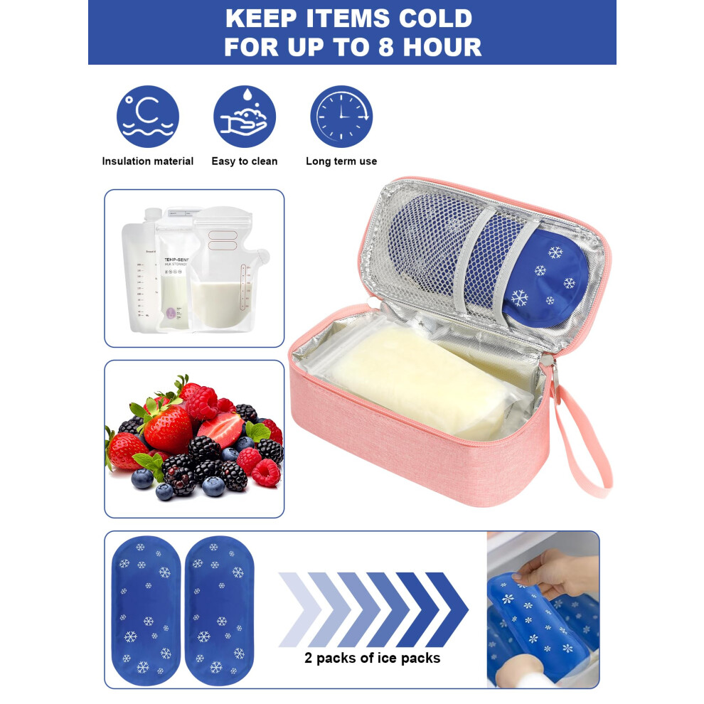 Youshares Breastmilk Cooler Bag - Breast Milk Cooler Travel Bag With Real-Time Temperature Display, Breast Milk Storage Bag With 2 Ice Pack, Small Co