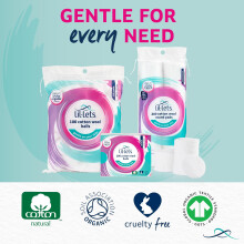 Lil-Lets Cotton Wool Round Pads, 200 Count, Certified Organic, 100% Pure Cotton Wool, Soft and Absorbent, Gentle on Skin, Dermatologically Tested, Bu