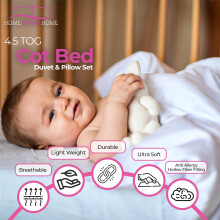 Home Sweet Home UK 45 Tog Cot Bed Duvet and Pillow Set 120x150cm – Ant