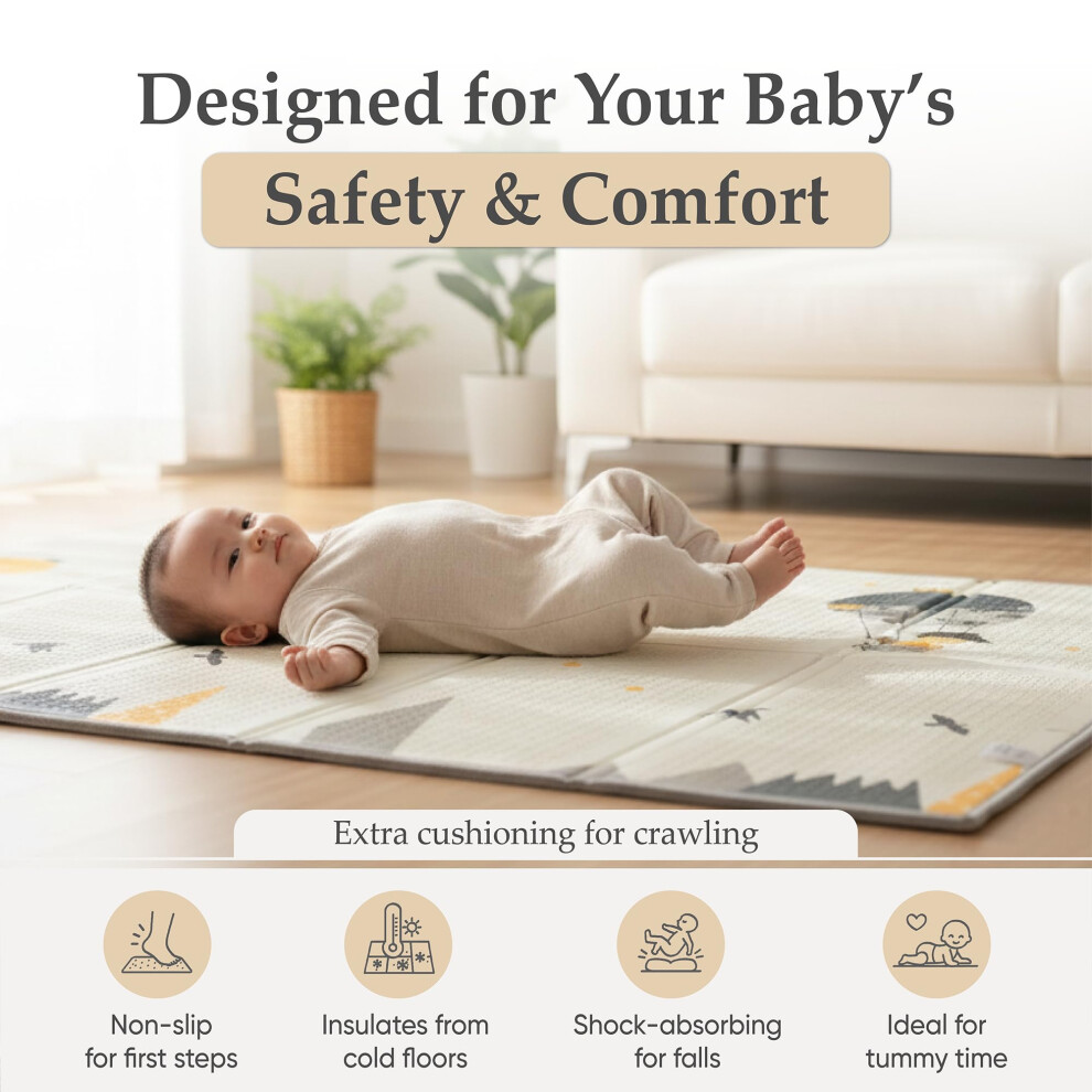 Pikatoyz Wipeable Baby Mats For Floor Play With Carrying Bag | Foldable 180150 Cm Baby Playmat | Soft Baby Play Mats For Floor Crawling Toddlers |