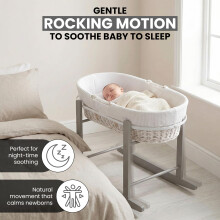 Cuddles Collection Wooden Rocking Moses Basket Stand Fits Standard Mos