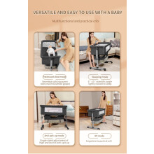 3 in 1 Baby Crib, Baby Cradle, Bassinet, Infant Cot, Bedside Sleeper, Travel Cot, with Mattress and Changing Table, Folding, Adjustable, Rocking, Por
