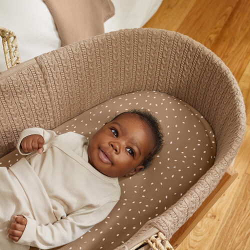 The Little Green Sheep Cable Knit Moses Basket Replacement Liner - 1