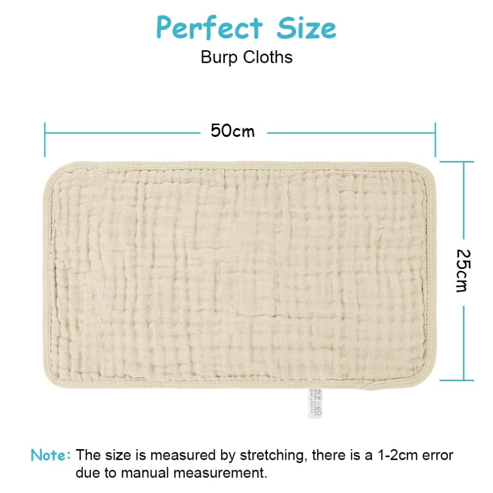 Ayesy Muslin Squares Cloth For Baby, 6Pack 25Cm X 50Cm Muslin Burp Cloths 100% Cotton 6 Layers Extra Soft And Absorbent Baby Burp Cloth Set For Newbo
