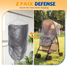 2 Pcs Mosquito Net for Pram, Universal Pram Mosquito Net w/Elastic Edge, Durable Mesh with Tear-Resistant Polyester, Breathable & Sturdy, Against Ins