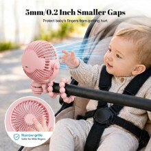 ZORVENIX Mini Portable Pram Fan, 2000mAh Rechargeable Clip On Fan for Stroller, Detachable 3 Speed 360 Rotate, Flexible Tripod Cooling and Type-C Po