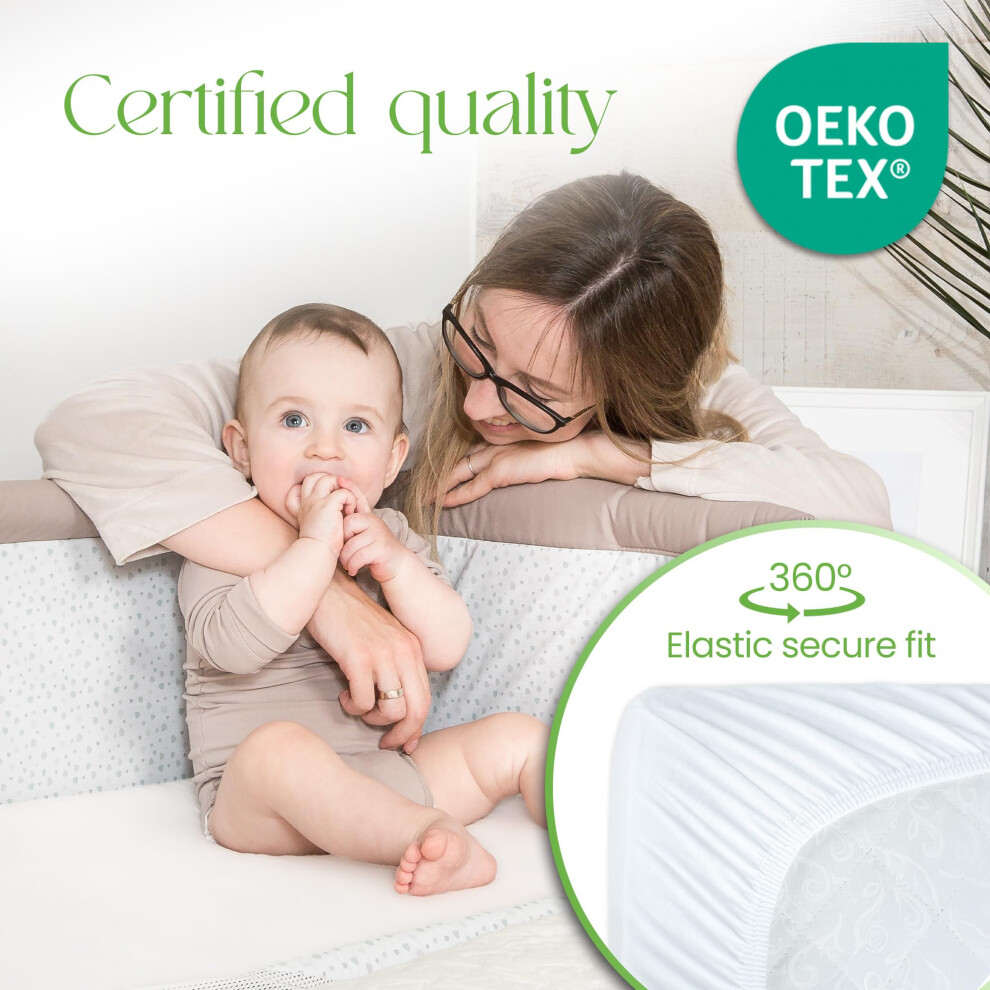 Comfier Sleep Next To Me Crib Mattress Protector 51X85cm – Waterproof Bamboo Fitted Cover – Soft Breathable Next To Me Mattress Protector – Hypoallergenic Bab