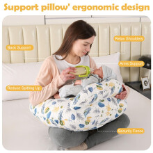 Labtec Nursing Pillow for Breastfeeding Baby, Multifunctional Breast Feeding Pillow with Adjustable Waist Strap and Safety Fence, 100% Cotton Removab