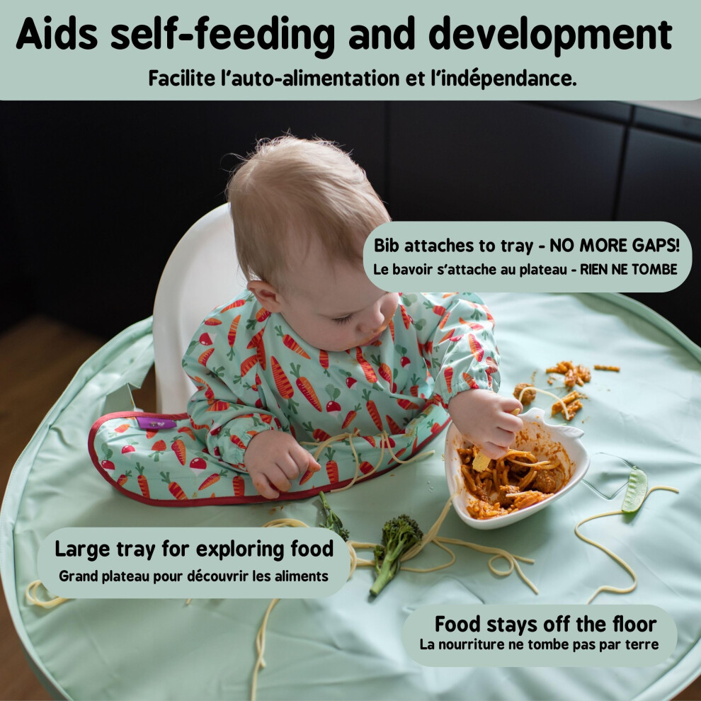 Weaning Bib & Tray Kit. Weaning Set Attaches To Highchair For Mess Proof Baby Feeding. Essential Baby Led Weaning Bib Blw. Waterproof Long S Tidy Tot