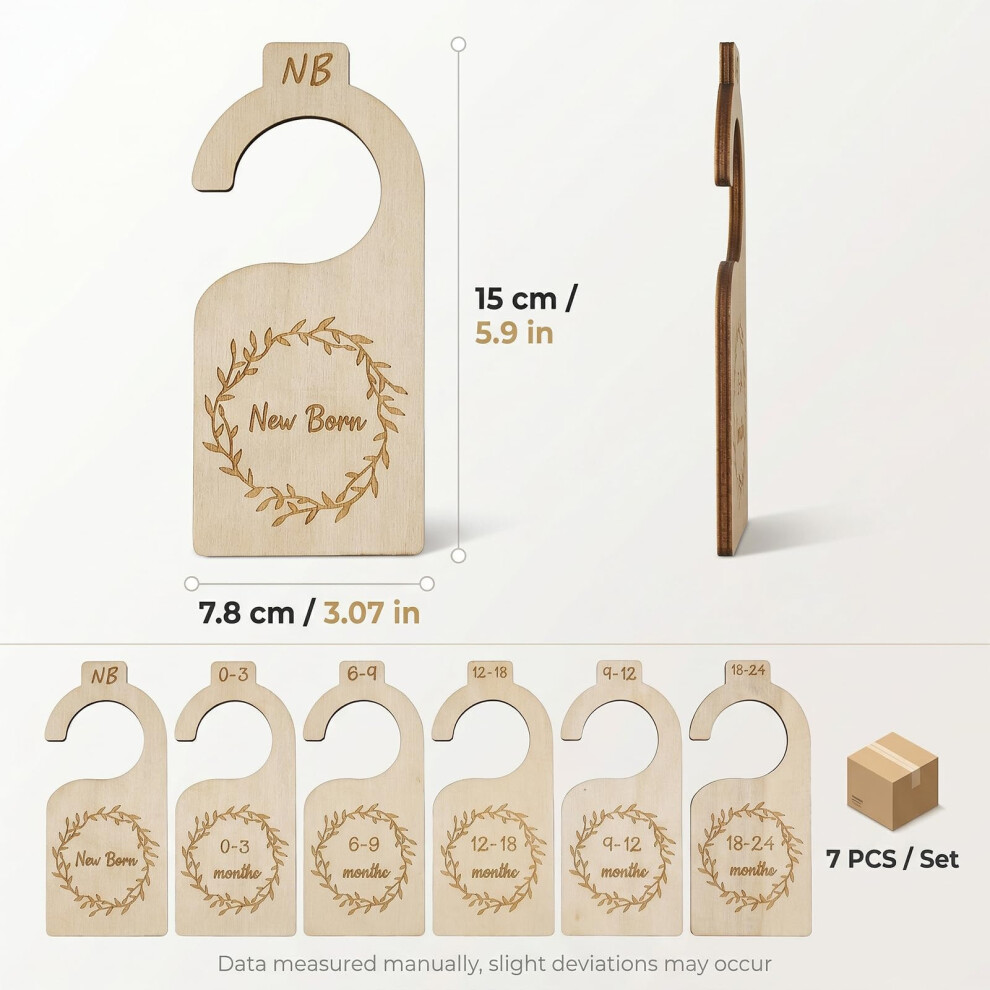 Yiyiliang 7 Pcs Baby Wardrobe Dividers For Clothes, Baby Clothes Dividers For Wardrobes, Wood Wardrobe Separators From Newborn To 36 Month, Newborn Baby Gifts
