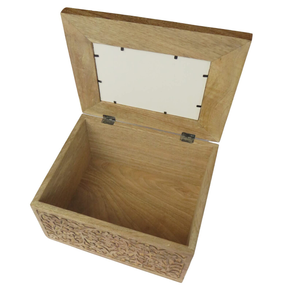 Purity Style Large Wooden Memory Keepsake Box With Built-In Photoframe