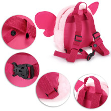 BTSKY Fluff Butterfly Baby Toddler Backpack Bag with Safety Rein - Kids Walking Harness Anti-Lost Harness Leash Strap Belt, Pink