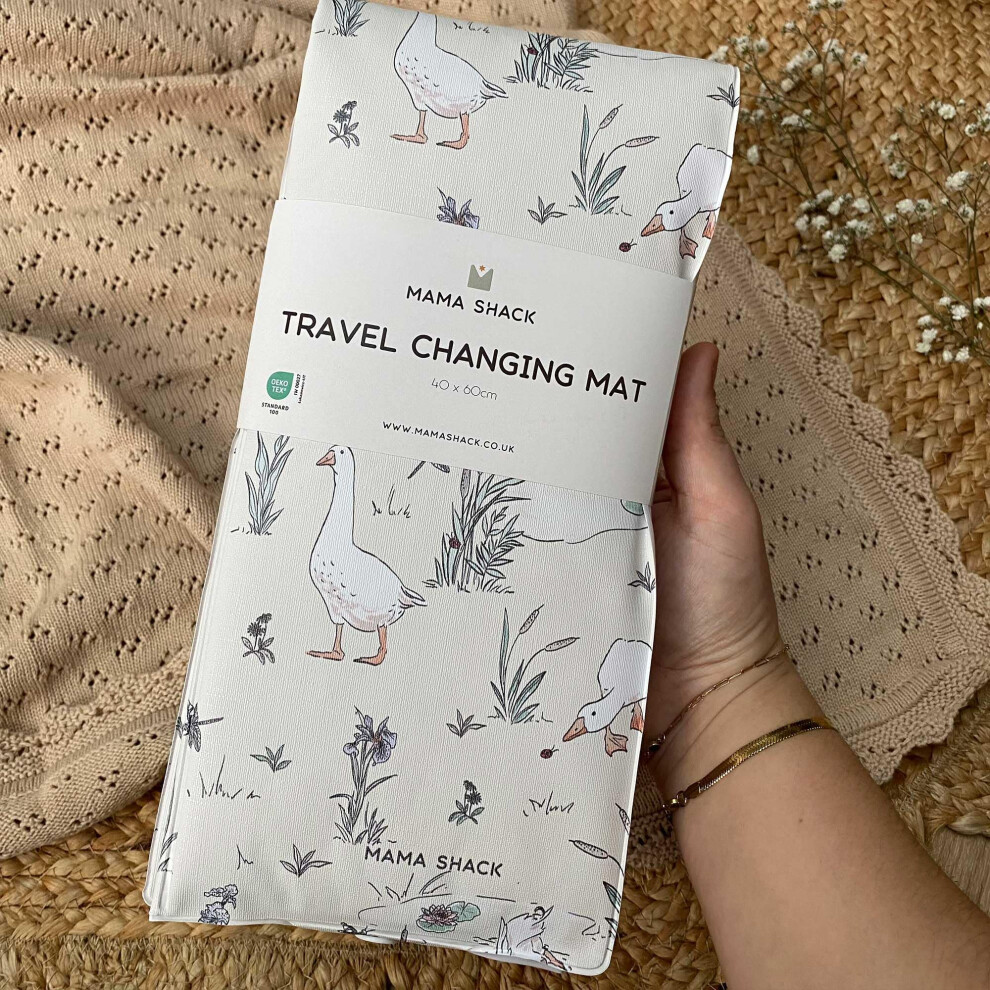 Mama Shack Travel Changing Mat By - Foldable Baby Changing Mat - Lightweight & Waterproof - Ideal For On-The-Go Nappy Changes (Goose & The Ladybird)