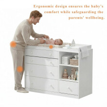 DEZAGCE Baby Changing Unit, Baby Changing Table with Spacious Tabletop, Chest of Drawers Dresser with 5 Drawers and 2 Open Shelves for Bedroom Nurser