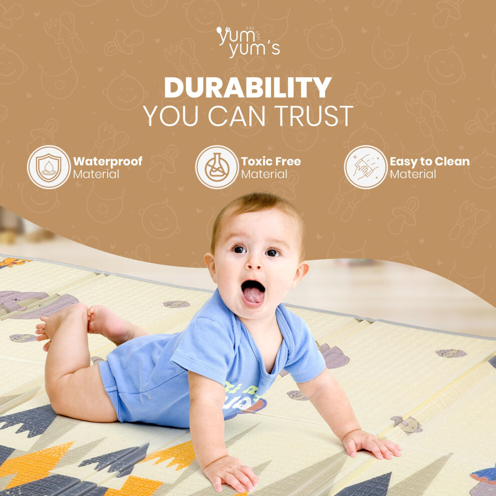 Yum Yum's Yumyum's Baby Play Mat - 200X150cm Double-Sided - Soft Waterproof Floor - Foldable Playmat For Toddlers & Infants - Baby Crawling & Playing Mat - For