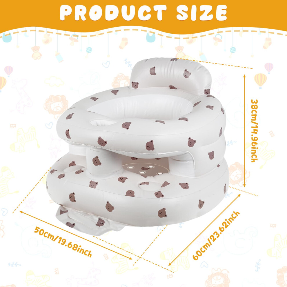 Baby Inflatable Seat Portable Baby Support Seat Breathable Inflatable Infant Sofa Foldable Toddler Shower Chair For Sitting Up, Blow Up Floor Seater Pandahug