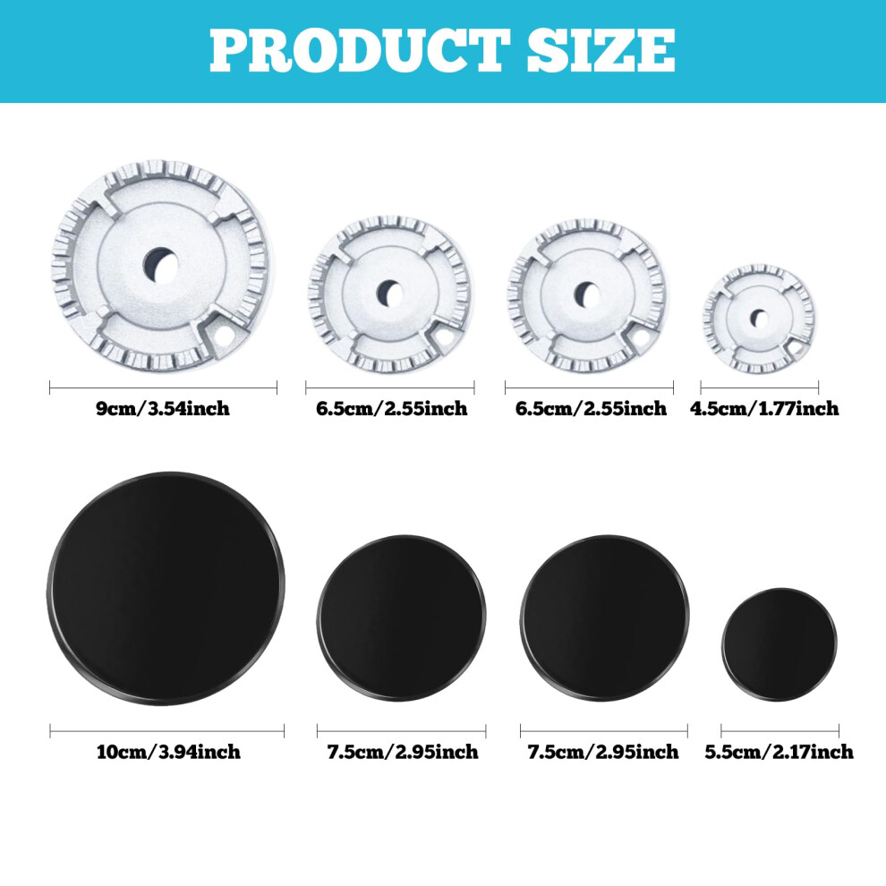 8 Pcs Gas Stove Burner Cap, Oven Gas Hob Covers For 4 Burner Gas Cookers, Hob Covers For Gas Cookers, Gas Burner Flame Cap For Most Gas Stove Burners Rdunulioo