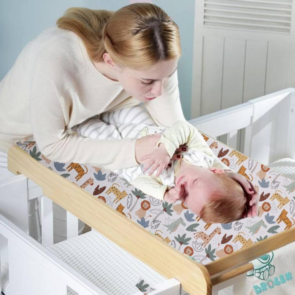 Baby Diaper Changing Pad Cover Elastic Cute Pattern Cradle Mattress Sheets Nursery Changing Mat Cover Breathable Changing Table Cover 32''X 17''（Cov Aisawate